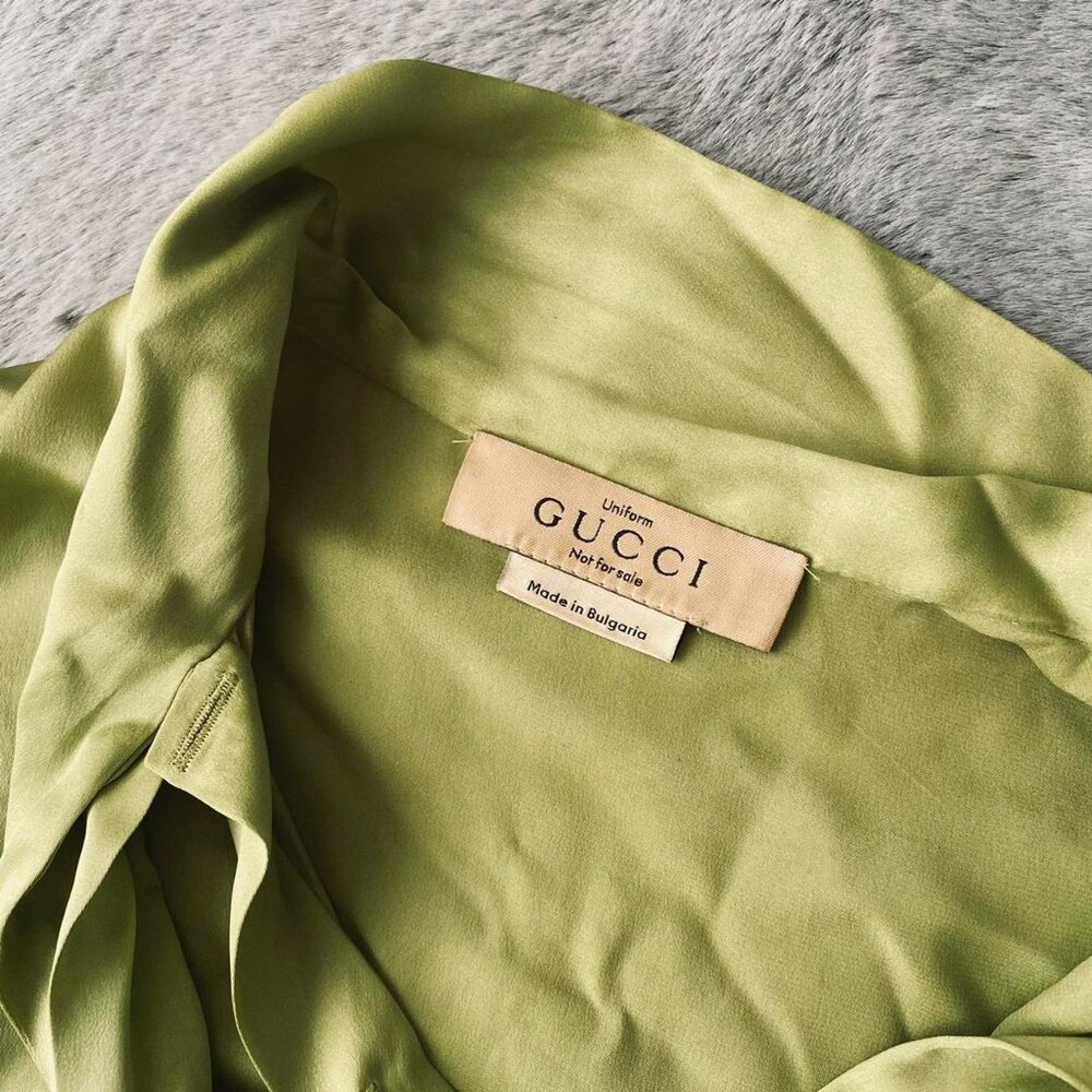GUCCI Green Tie Front Blouse - Picture 7 of 9